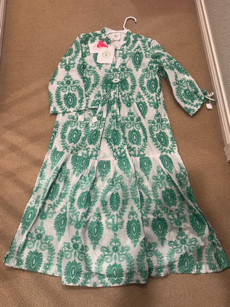 Emerald Print Tiered Maxi Dress With Tie Waist